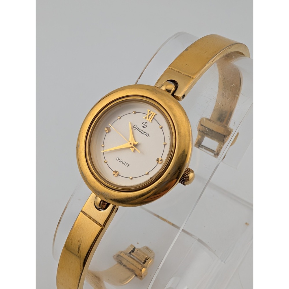 Armitron Watch Women 26mm Case Gold 6.5" Band 25/5462- New Battery - Picture 3 of 7
